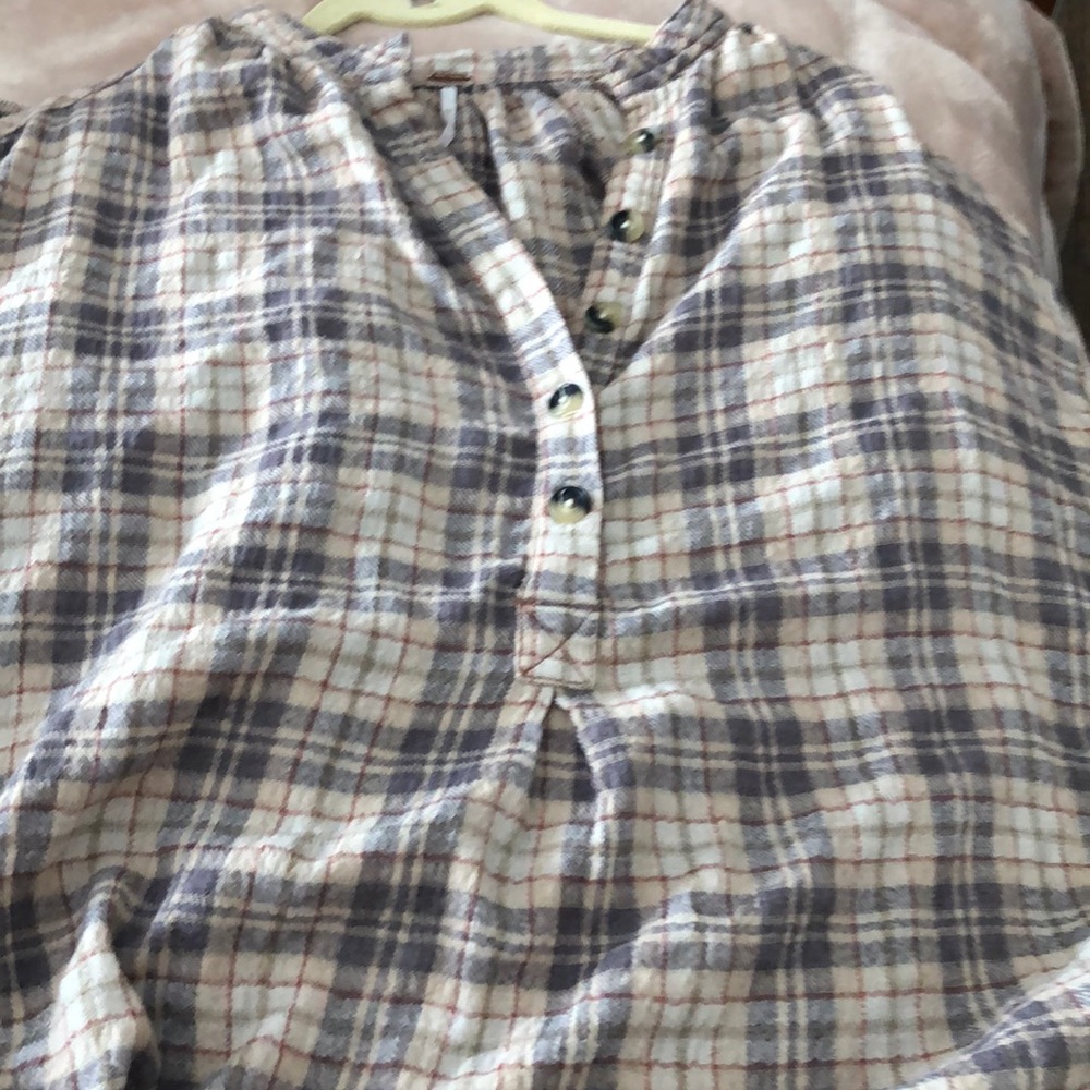 Free People Northern Plaid Top In Beige Plaid XS